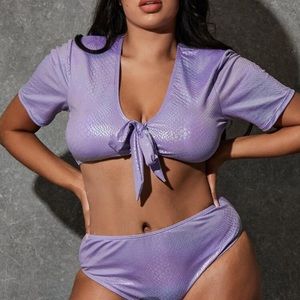 SHEIN plus size Iridescent two piece swim suit NWT